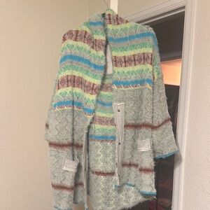 Free People Multicolor Striped Teddy Jacket